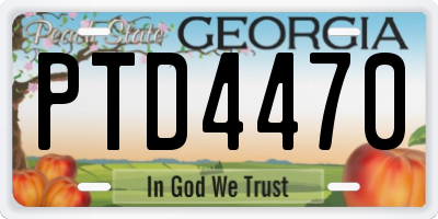 GA license plate PTD4470