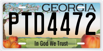 GA license plate PTD4472