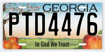 GA license plate PTD4476