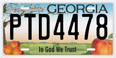 GA license plate PTD4478