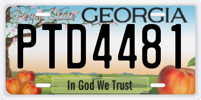 GA license plate PTD4481