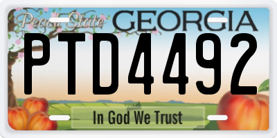 GA license plate PTD4492