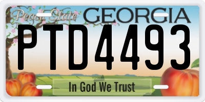 GA license plate PTD4493