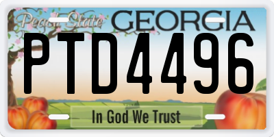 GA license plate PTD4496
