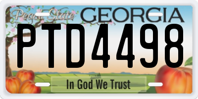 GA license plate PTD4498
