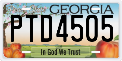 GA license plate PTD4505