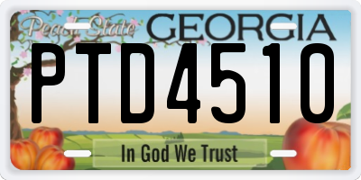 GA license plate PTD4510