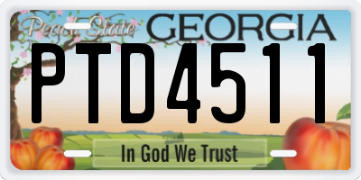 GA license plate PTD4511