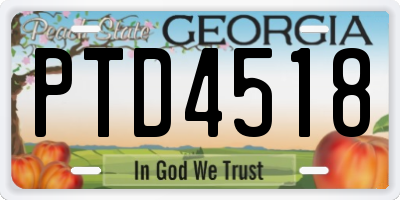 GA license plate PTD4518