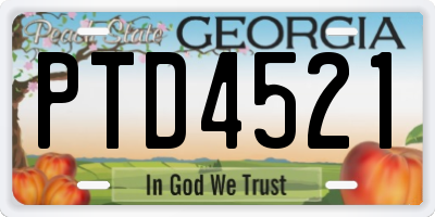 GA license plate PTD4521