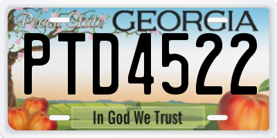 GA license plate PTD4522