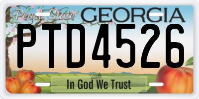 GA license plate PTD4526