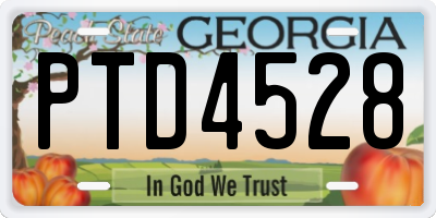 GA license plate PTD4528