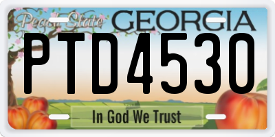 GA license plate PTD4530