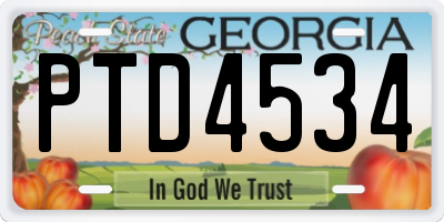 GA license plate PTD4534