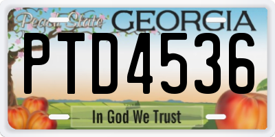 GA license plate PTD4536
