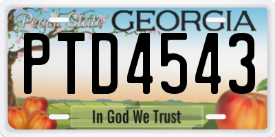 GA license plate PTD4543