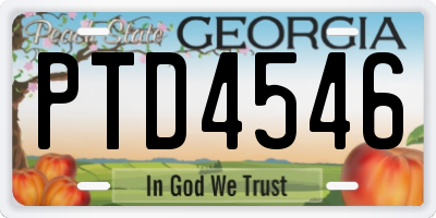GA license plate PTD4546