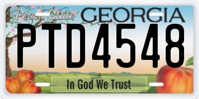 GA license plate PTD4548