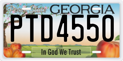 GA license plate PTD4550