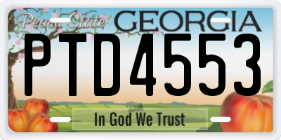 GA license plate PTD4553