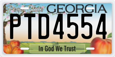 GA license plate PTD4554