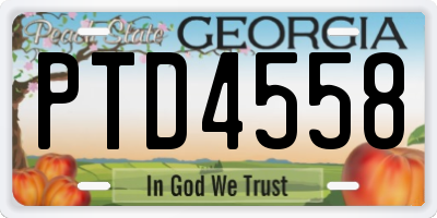 GA license plate PTD4558