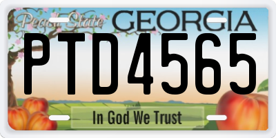 GA license plate PTD4565