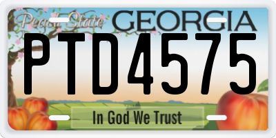 GA license plate PTD4575