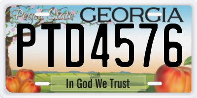 GA license plate PTD4576