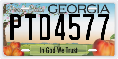 GA license plate PTD4577
