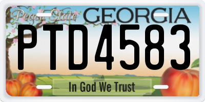 GA license plate PTD4583