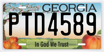 GA license plate PTD4589
