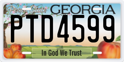 GA license plate PTD4599