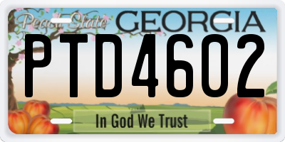 GA license plate PTD4602