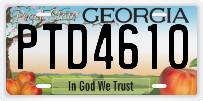GA license plate PTD4610