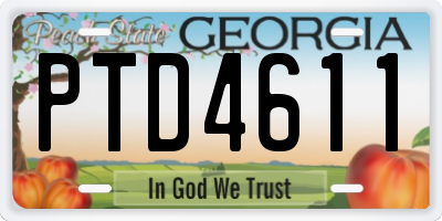 GA license plate PTD4611