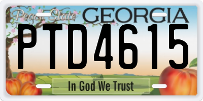 GA license plate PTD4615