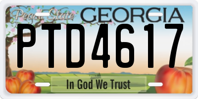 GA license plate PTD4617