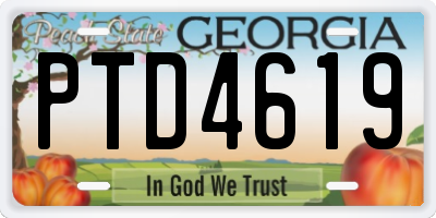 GA license plate PTD4619