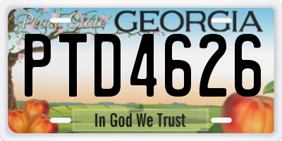 GA license plate PTD4626