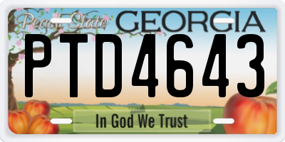 GA license plate PTD4643