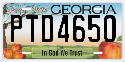GA license plate PTD4650