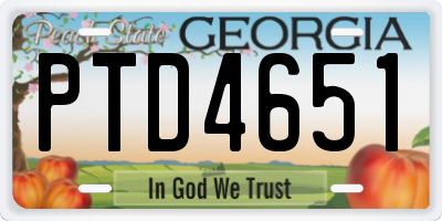 GA license plate PTD4651