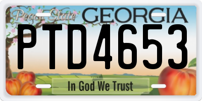 GA license plate PTD4653