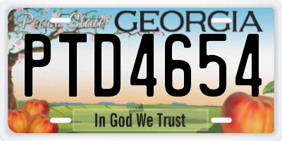 GA license plate PTD4654