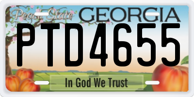 GA license plate PTD4655