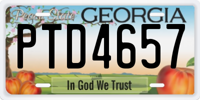 GA license plate PTD4657