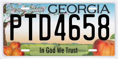 GA license plate PTD4658