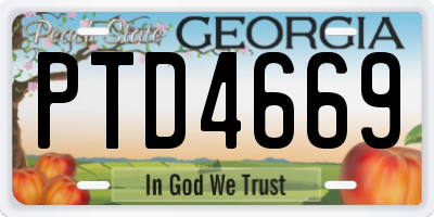 GA license plate PTD4669